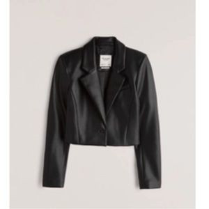A&F Cropped Vegan Leather Jacket